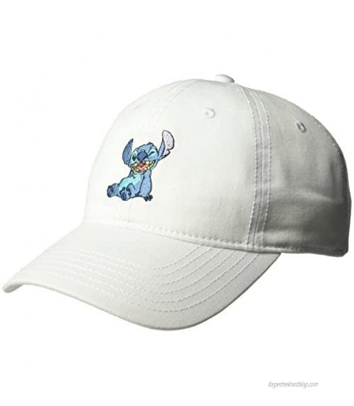 Concept One Unisex-Adult Disney's Lilo and Stitch Cotton Adjustable Baseball Hat with Curved Brim white One Size