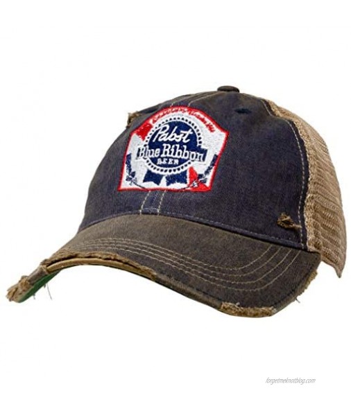 Pabst Blue Ribbon Retro Brand Distressed PBR Trucker Hat Brown