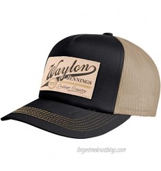 Waylon Jennings Men's Patch Trucker Hat Trucker Cap Cream