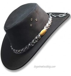 Oztrala~ Jacaru Hat Suede Leather Cowboy Men's Womens Childrens Kids Australian Outback Western Aussie Black Brown WS 1007 US