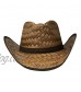 Pinch Front Straw Sun Cowboy Hat for Men with Black Paisley Bandana