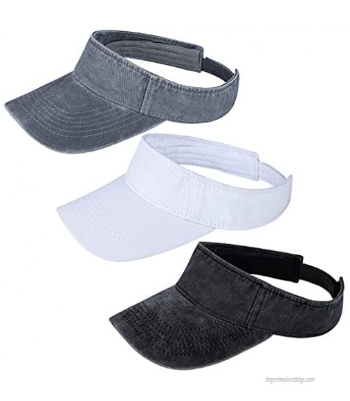 Cooraby 3 Pack Sport Sun Visor Hats Washed Cowboy Hat Twill Cotton Ball Caps Sun Cap for Men Women