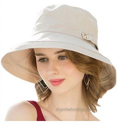 Cotton Wide Brim Sun Hat for Women Bucket Hats UPF50+ Summer Beach Travel Safari Cap