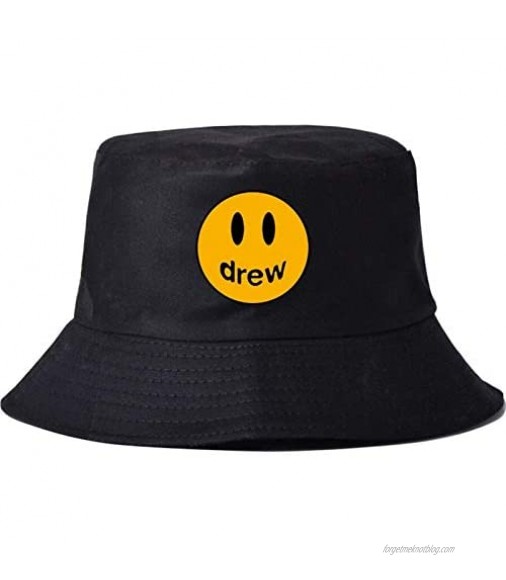 Drew House Hat Smiley Print Summer Casual Fisherman Hat Hip Hop Outdoor Sun Visor