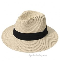 Fedora Beach Hat  Men Women Wide Brim Straw Panama Hats Foldable Roll Up Hat  Fedora Summer Beach Sun Hat