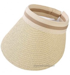 MAYIYAHO Women Straw Sun Visor Hat Simplicity Wide Brim Summer UV Protection Beach Cap for Men Outdoor