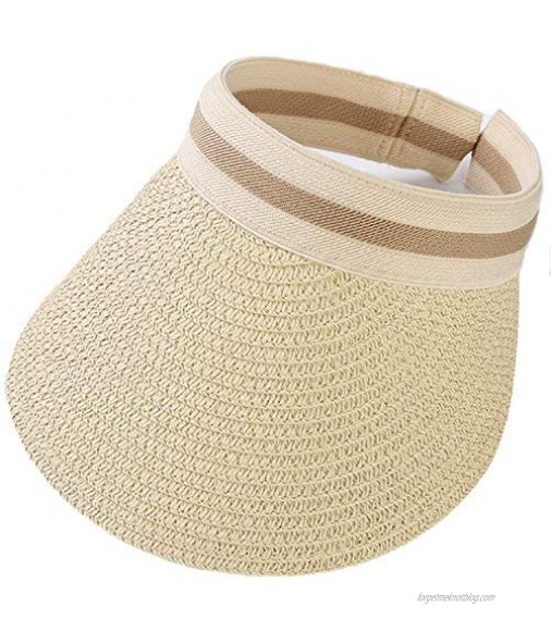 MAYIYAHO Women Straw Sun Visor Hat Simplicity Wide Brim Summer UV Protection Beach Cap for Men Outdoor