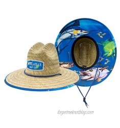 Men's Straw Hat with Fabric Pattern Print Lifeguard Hat  Beach  Gardening  Pool  and Outdoors