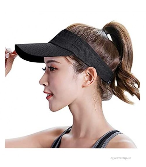 Mesh Sun Visor Hats Women Men Adjustable Visor Baseball Cap Quick Dry Breathable Sun Protection Hat for Outdoor Running Golf Cap Black