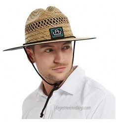Straw Hats for Men Sun Protection Men's Straw Beach Hat for Summer Classic Wide Brim Lifeguard Sun Straw Hat UPF 50+