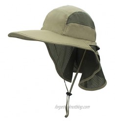 Surblue Wide Brim Sun Hat with Adjustable Neck Flap UPF50+ Hiking Hunting Fishing Hats for Men and Women