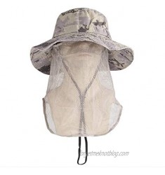 Tirrinia Wide Brim Sun Hat with Neck Flap  UPF 50+ Hiking Safari Fishing Caps for Men and Women