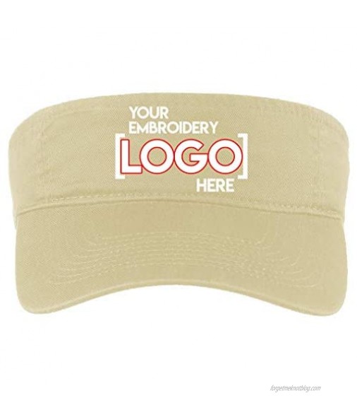 Custom Embroidered Unisex Sports Visor - Add Your Logo - Personalized Monogrammed 3-Panel Adjustable Fit Sun Cap