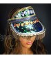 Sequin Sun Hat Visor Rhinestones Gems Hat Chain Mardi Gras New Orleans Party Luxury Steampunk Visor Hats for Women