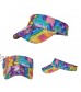 Tie Dye Printed Lightweight Visor Caps for Women Men Summer Sun Visor Hat with Sweatband for Running Outdoor Beach