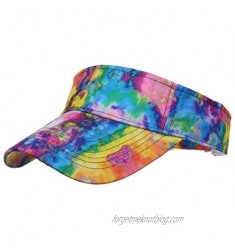 Tie Dye Printed Lightweight Visor Caps for Women Men Summer Sun Visor Hat with Sweatband for Running Outdoor Beach