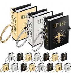 18 Pieces Mini Book Keychain Miniature Book Keyring for Church Souvenir Gifts
