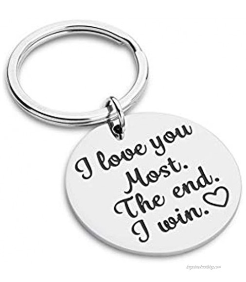 Boyfriend Girlfriend Birthday Gift for Him Her Funny Couple Keychain for Wife Husband Wedding Women Men Boys Girls i Love You Most The End i Win Anniversary Valentine Day