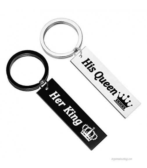 Couple Gifts for Him and Her His Queen and Her King Keychains Set of 2 Birthday Gifts for Wife Husband Boyfriend Girlfriend Lover Anniversary Valentines Present