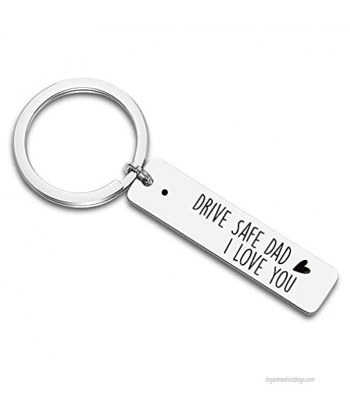 Dad Drive Safe Stainless Steel Keychain Keyring Best Dad Gifts for Father's Day Birthday Christmas
