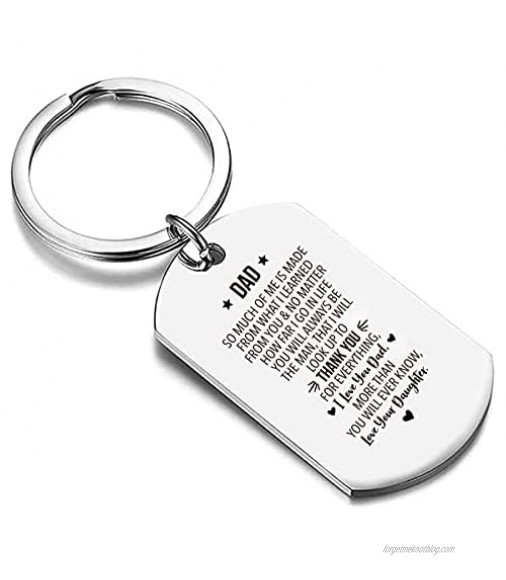 Dad I Love You Stainless Steel Keychain Keyring Dad Gifts from Daughter Father's Day Birthday Christmas Gift