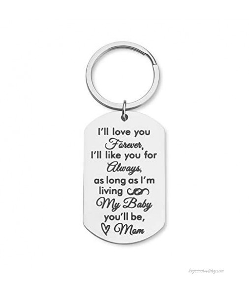 Daughter Son Gifts Keychain to From Mom Dad- Birthday Christmas Day Present Encouragement Keyring to Teen Girls- I Will Love You Forever -Family Pendant Charm Mothers Day Wedding