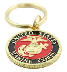 EEC  Inc. US Marine Corps Logo Keychain Patriotic Key Ring Military Gift Men Women Veteran Red 1 1/2"