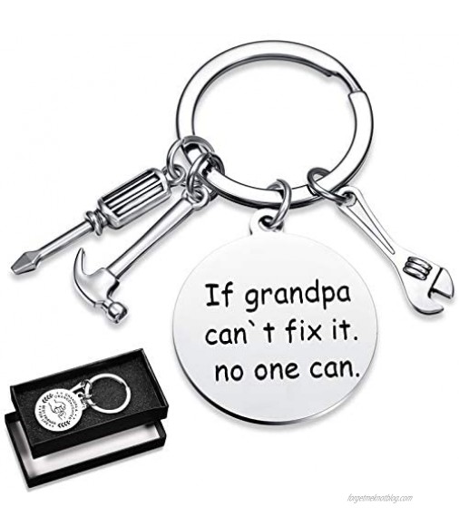 Grandpa Grandfather Keychain from Granddaughter Father's Day Birthday Christmas Favor for Grandpa Stainless Steel Pendant Keychain