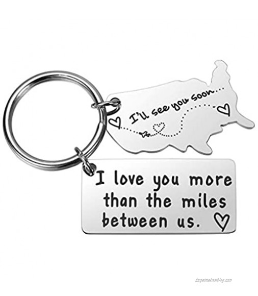 I Love You More Than The Miles Between Us Long Distance Boyfriend Gifts Relationship Keychains State Keychain