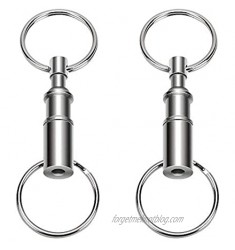 Onwon 2 Pieces Quick Release Keychain Detachable Pull Apart Key Rings Keychains Removable Handy Keying  Double Spring Split Snap Seperate Chain Lock Holder Convenient Accessory