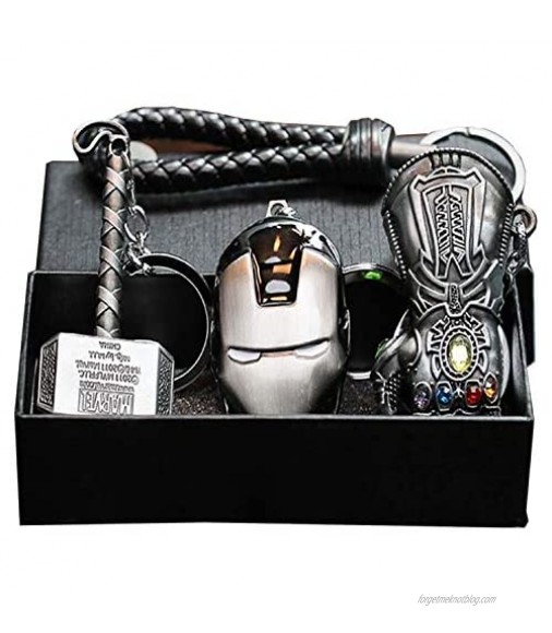 UVie Metal Keychain Set (4PS)- Thor Hammer Infinity Gauntlet Mask Key Chain for Family and Friends