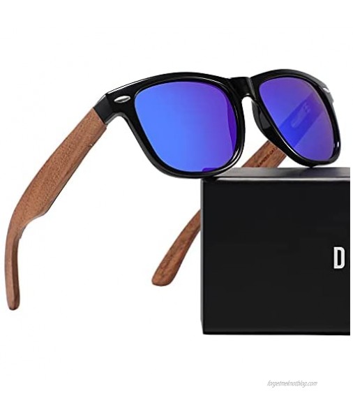 Davsolly Black Polarized Sunglasses for Men Square Vintage Retro Sunglasses 80s with Dark Tint for Driving Fishing Beach