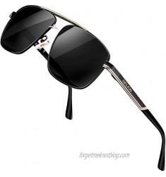 SIPLION Men's Driving Polarized Rectangular Square Sunglasses Metal Frame
