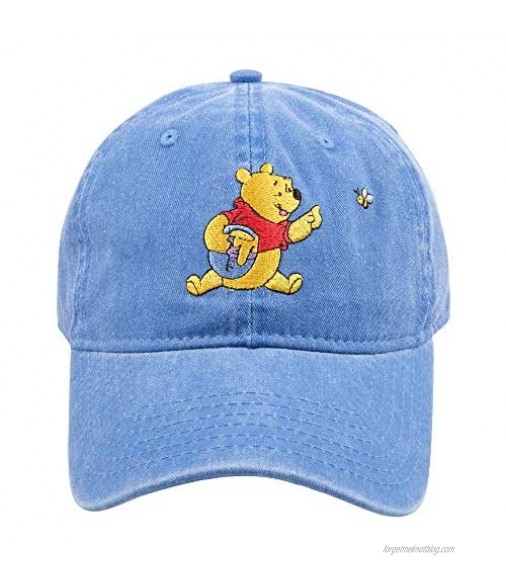 Concept One Disney's Winnie The Pooh with Honey Pot Embroidered Cotton Adjustable Dad Hat with Curved Brim