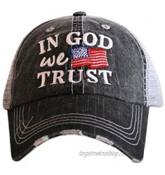 In God We Trust USA Flag Women's Distressed Trucker Hat