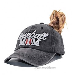 MANMESH HATT Baseball Mom Ponytail Baseball Cap Messy Bun Vintage Washed Distressed Twill Plain Hat for Women