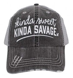 R2N fashions Women's Baseball caps Kinda Sweet Kinda Savage Trucker Style hat Black/Grey