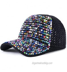 RITUMO Bling Baseball Hats for Women Fashionable Adjustable Baseball Cap for Ladies with Rhinestone Studded Breathable