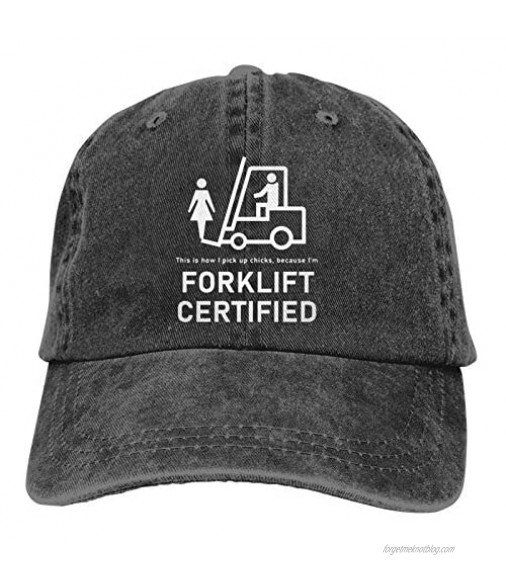WMFF Forklift Certified Pick Up Chicks Baseball Caps Adult Adjustable Denim Cap