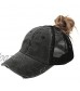 Women Criss-Cross Washed Ponytail-Hat - Mesh Baseball Cap High Bun Trucker Hats