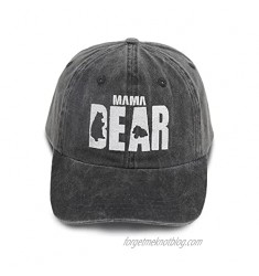 Womens Mama Bear Baseball Hat Low Profile Unconstructed Embroidered Adjustable Ball Cap Denim Vintage Distressed Dad Hat Mom Gifts