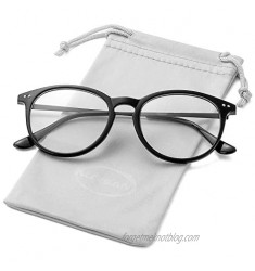 Non Prescription Clear Lens Fake Glasses for Women Men Retro Round Plastic Frame Eyeglasses