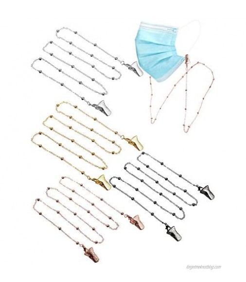 4 Pieces Face Covering Lanyard Eyeglass Chain with Clips Glasses Retainer Chains Convenient Safety Face Covering Holder Chain for Hanging Around Neck