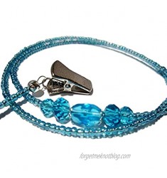 ATLanyards Bright Blue Eyeglass Holder - Beaded Eyeglass Chain With Clips