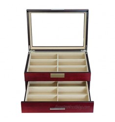 Extra Large Wood Eyeglass Sunglass Glasses Display Case Organizer Collector Box with Glass Top