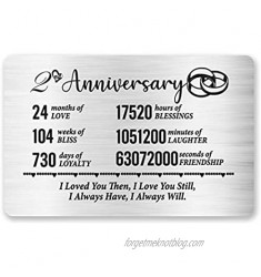 2nd Anniversary Card for Husband Wife  2 Year Anniversary Card for Him Men Boyfriend Girlfriend  Anniversary Wedding Engraved Wallet Card Inserts for Couple Men Women