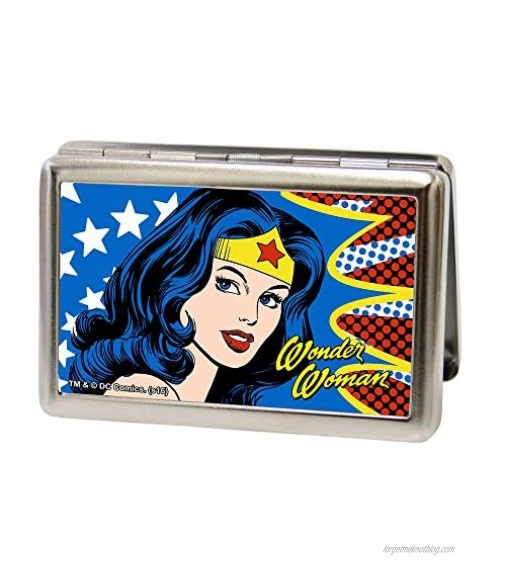 Buckle-Down Metal Wallet-Wonder Woman Face W/Stars Fcg