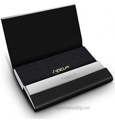 Business Card Holder By Apor - Oracle Grain Leather Business Card Case with Magnetic Shut To Keep Business Cards in Mint Condition - Black