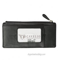 Cavelio Leather Thin Vertical Stacker Card Case Wallet with ID Window