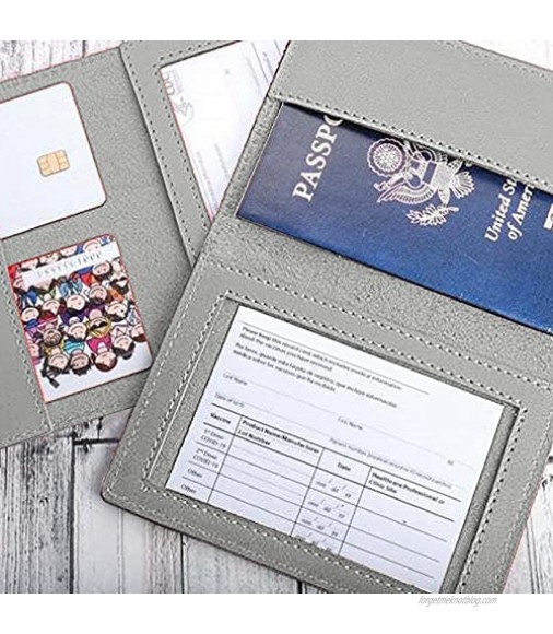 CDC Vaccine Card Case Holder Sleeve Passport Holder PU Leather Vaccination Card Protector Immunization Card Holder Waterproof Vaccine Card Sleeve Protective Name Badge Holder